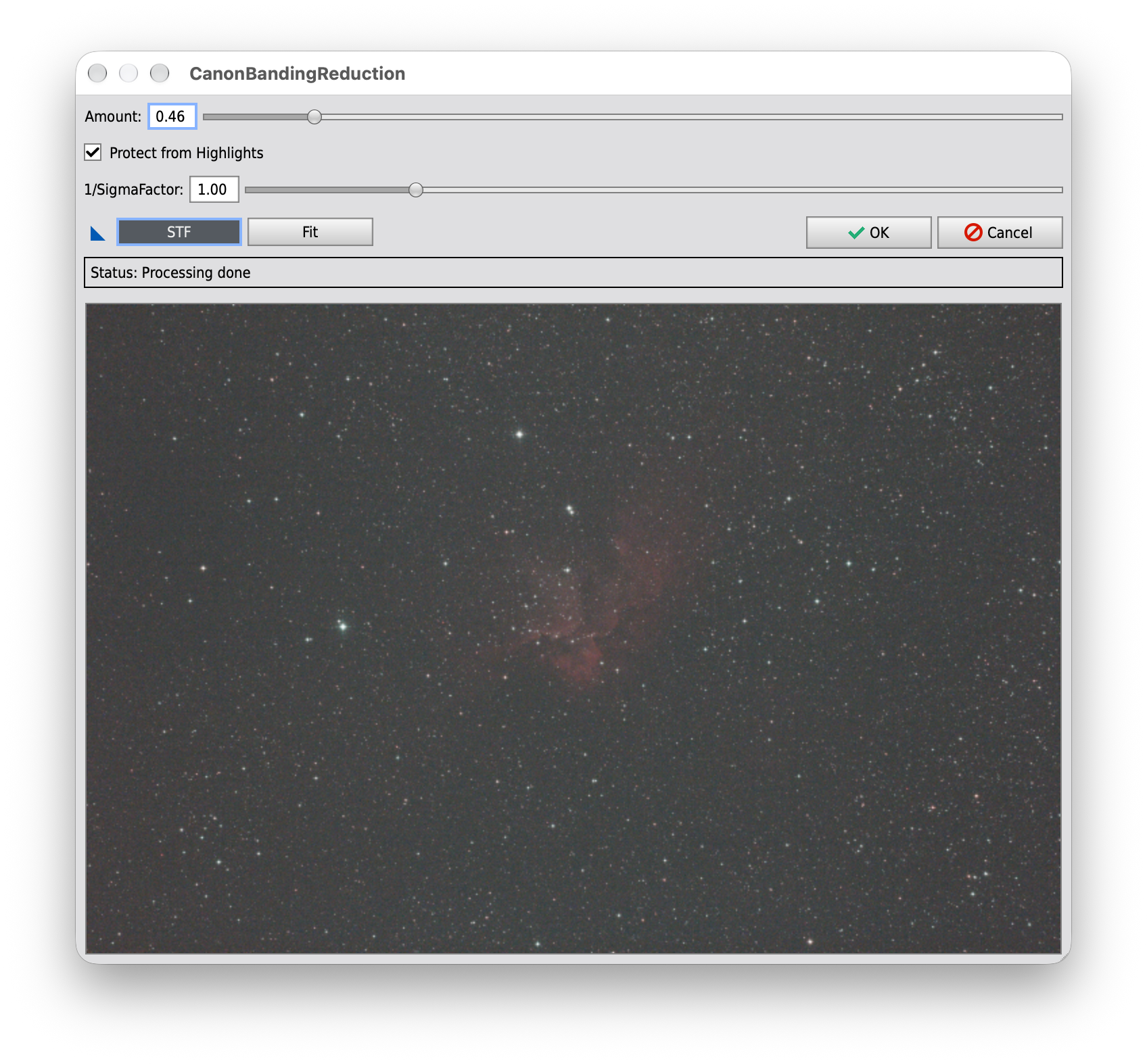 CanonBandingReduction script window with preview