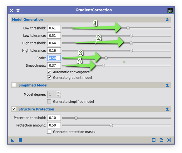 Gradient Correction Start Settings